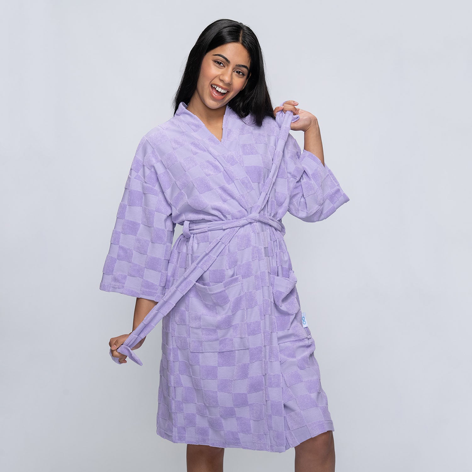 Checker Summer Dressing Gown The Oodie Checker Summer Dressing Gown The Oodie