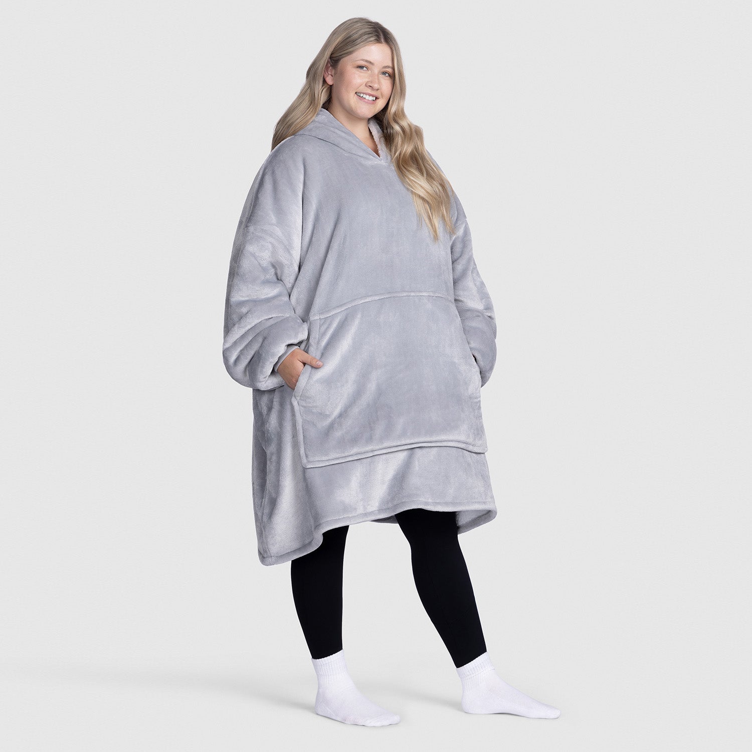 Light Grey Oodie Wearable Hooded Blanket The Oodie