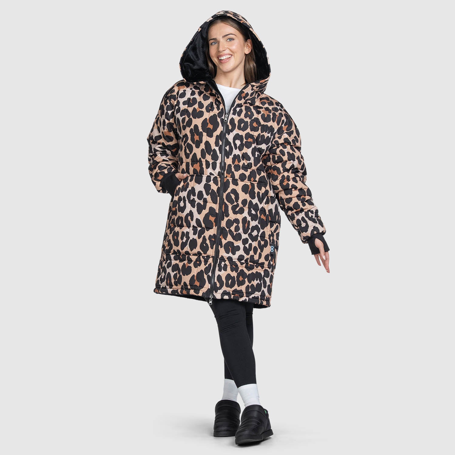 Leopard Print/Black Zip Through Outdoor Jacket – The Oodie