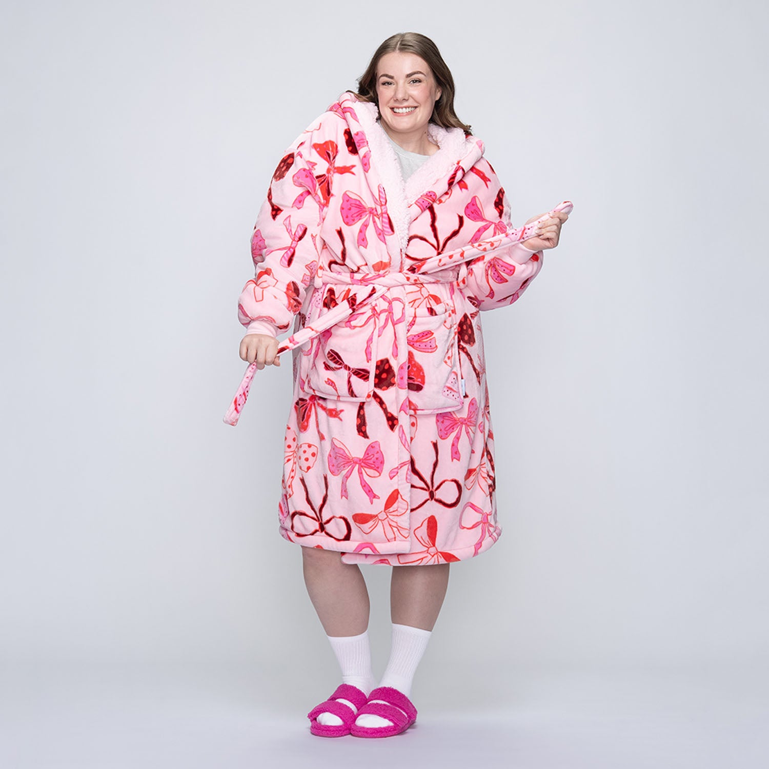 Pink Bows Sherpa Dressing Gown – The Oodie