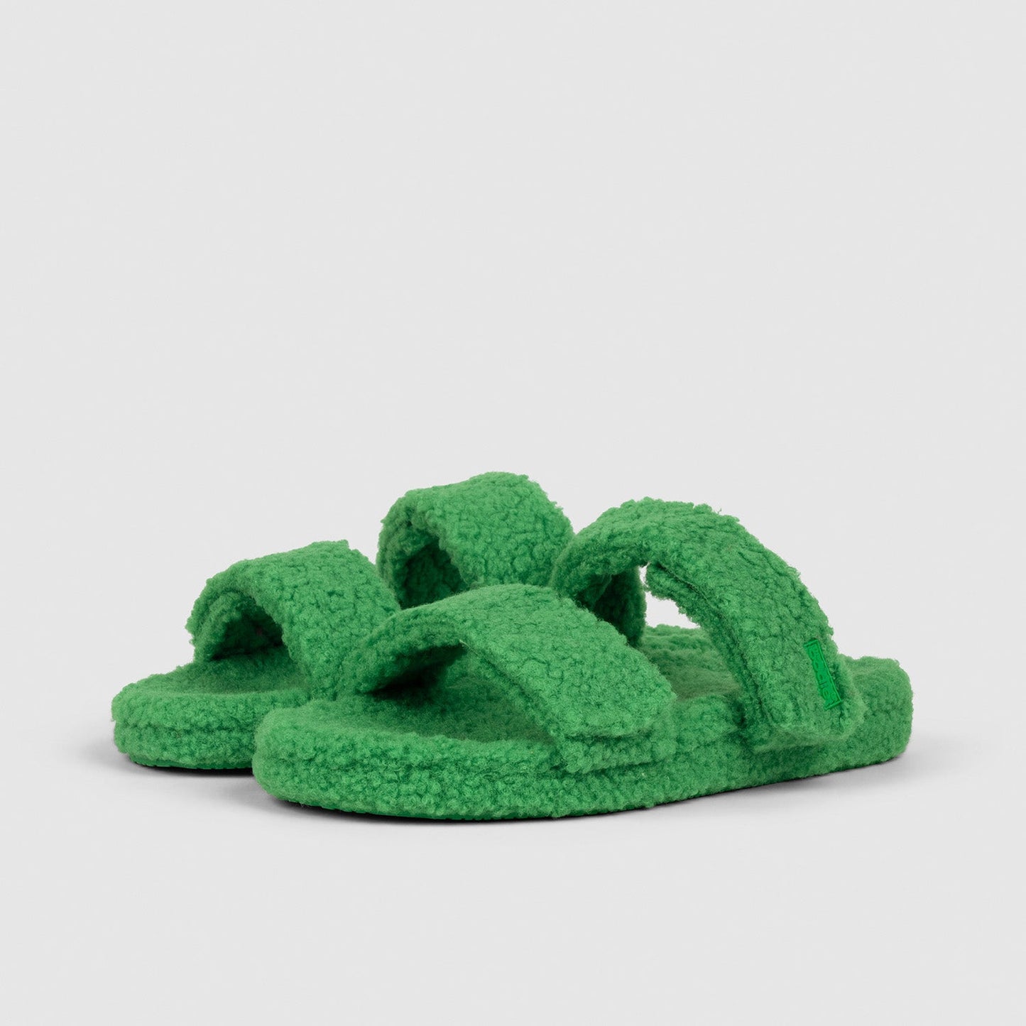 Green Two Strap Sherpa Slide