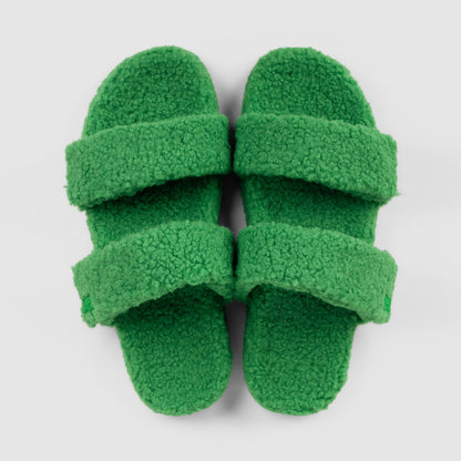 Green Two Strap Sherpa Slide