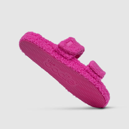 Pink Two Strap Sherpa Slide