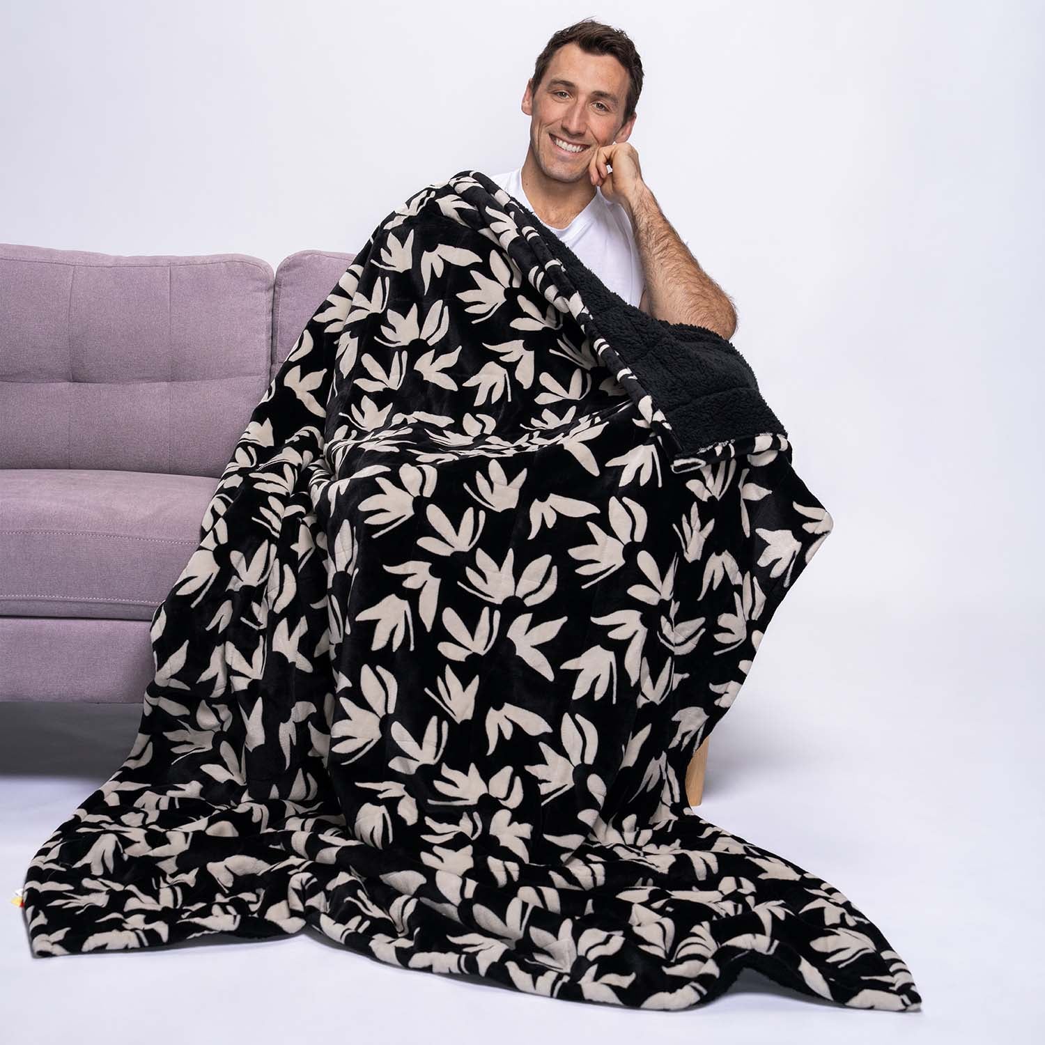 Black Floral Sherpa Blanket – The Oodie