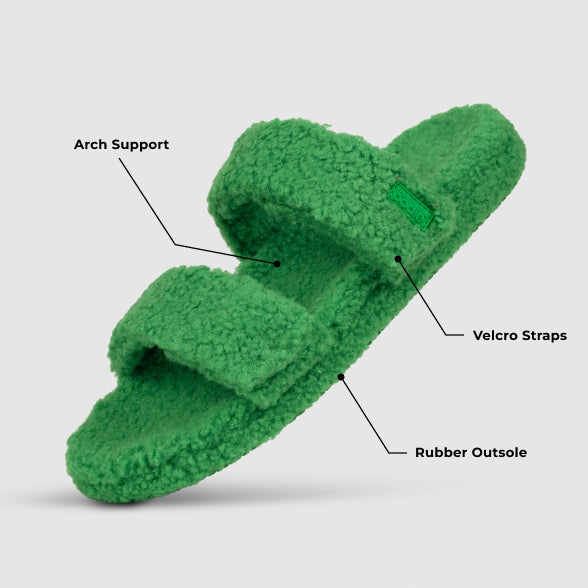 Green Two Strap Sherpa Slide