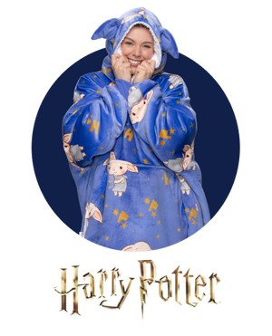 Woman wearing blue Dobby Oodie Wearing Blanket