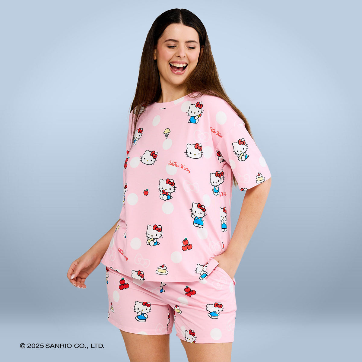 Hello Kitty Polka Dot Cooling Short Sleeve Pyjama Top Licensed – The Oodie