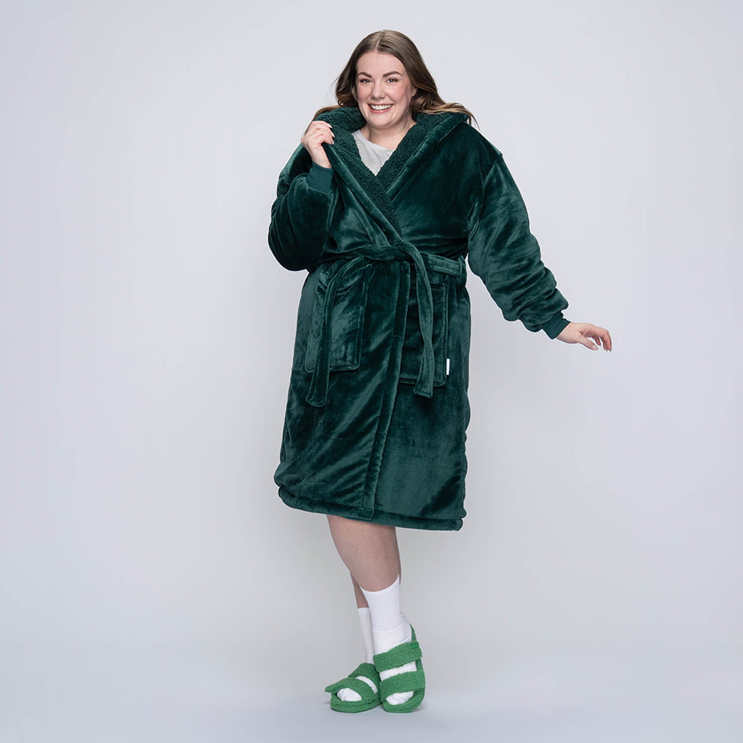 Moss Green Sherpa Dressing Gown The Oodie Moss Green Sherpa Dressing Gown The Oodie