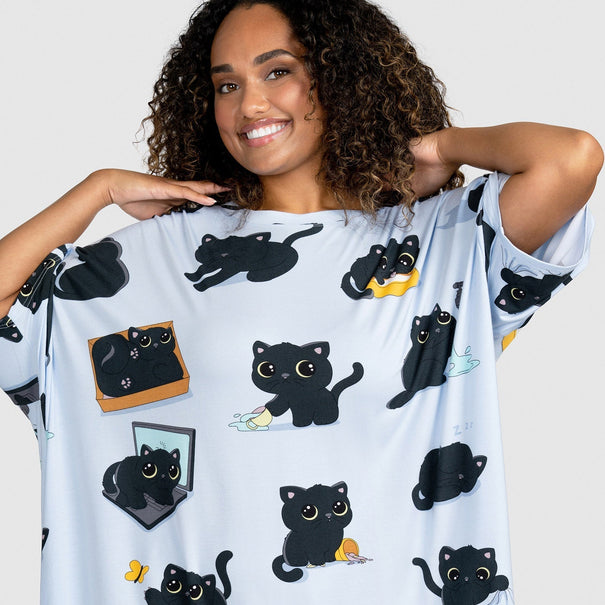Black Cat Oodie Sleep Tee The Oodie
