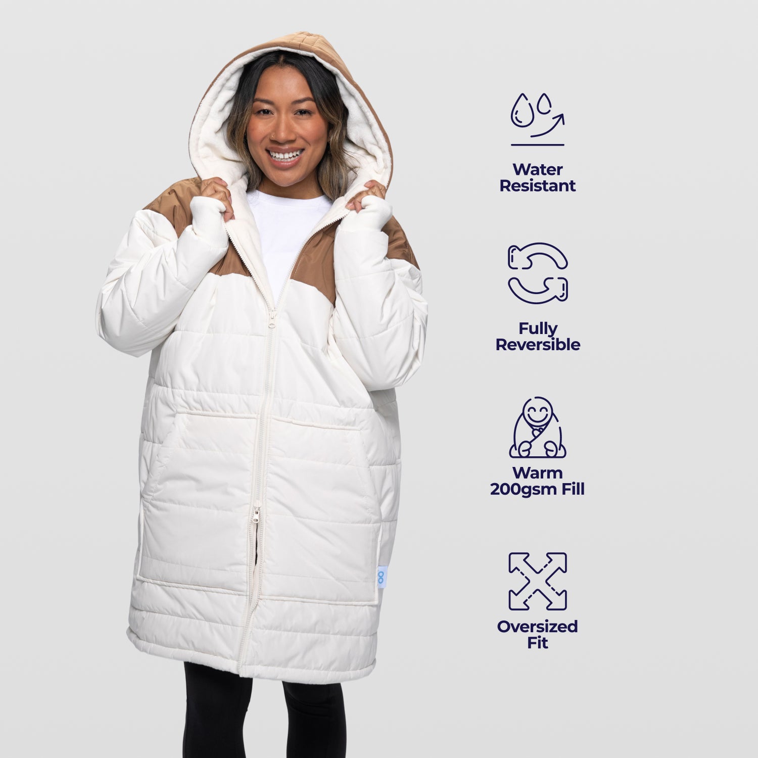 Off White Splice Long Puffer Jacket – The Oodie