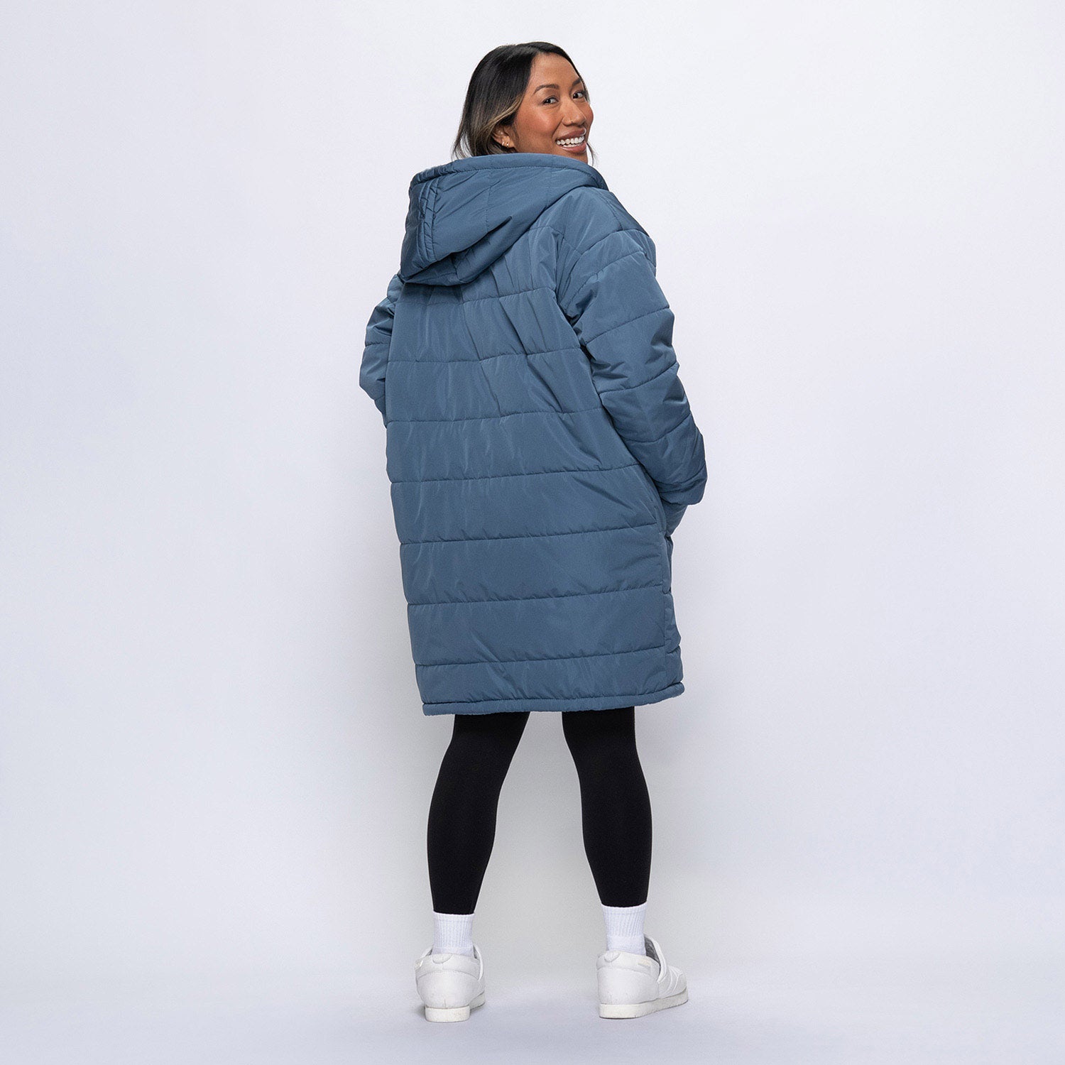 Steel Blue Long Puffer Jacket – The Oodie